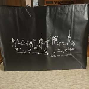 Saks Fifth Avenue Black Cityscape Tote